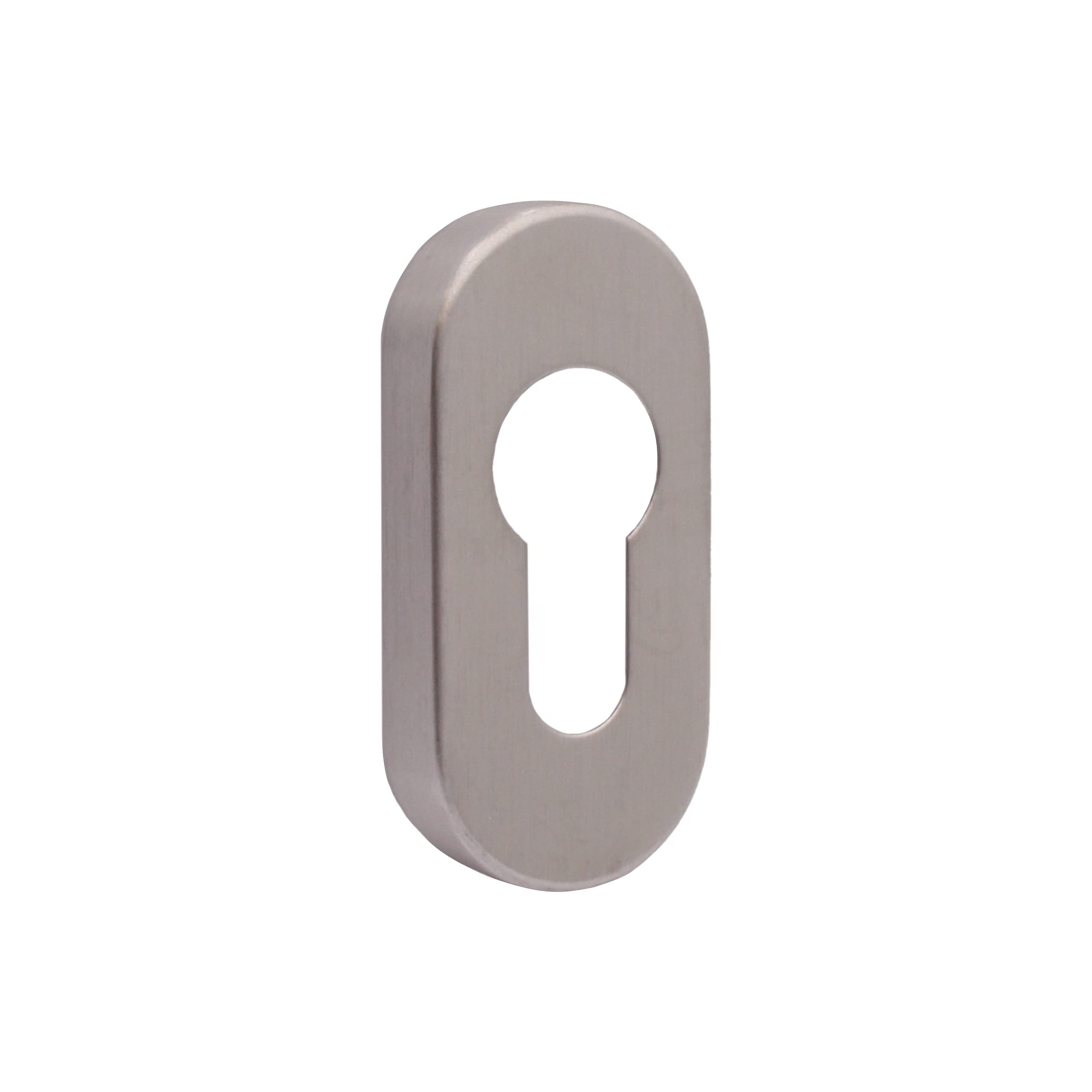 Upright Euro Escutcheon Oval Shaped Keyhole Cover - Satin Stainless Steel - Pack of 1