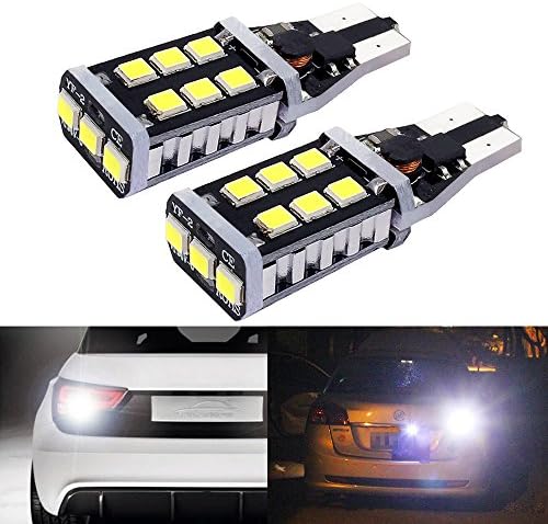 Holonyak 921 912 906 T15 Super Bright 800 Lumens 6000K Xenon White High Power 2835 15-SMD LED Lights Bulbs for Back Up Reverse Light