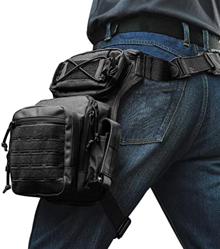 Tactical Drop Leg Bag - Military Thigh Pouch For Motorcycle Riding & Outdoor Activities