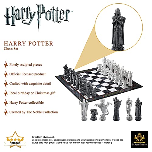 The Noble Collection Harry Potter Wizard Chess Set - 32 Detailed Playing Pieces - Officially Licensed Harry Potter Film Set Movie Props Toys Gifts