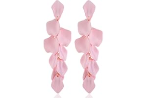 GVUSMIL Acrylic Rose Petal Drop Dangle Earrings Bohemian Resin Square/Oval/Hoop/Flower/Heart Statement Earrings for Women Gifts