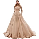 Zeeyecie Spaghetti Strap Wedding Dresses for Bride Deep V-Neck Backless A-Line Lace Applique Bridal Gown with Train