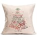 Gotd Merry Christmas Pillow Case Xmas 18 x 18 Cushion Cover Merry Chritmas Home Decor Design Throw Pillow Cover Pillow Case 18 x 18 Inch Cotton Linen for Sofa (Gift I)