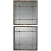 Uttermost 13845 Saragano Square Mirrors (Set of 2), 19.0" L x 19.0" W x 1.0" D, Brown