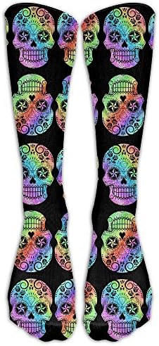 Rainbow Pride Colors Sugar Skull Unisex Comfort Over The Calf Tube Socks