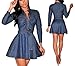 MOMTUESDAYS2 Women's Long Sleeve A-line High-Low Denim Casual Dress Cowboy Jumpsuit