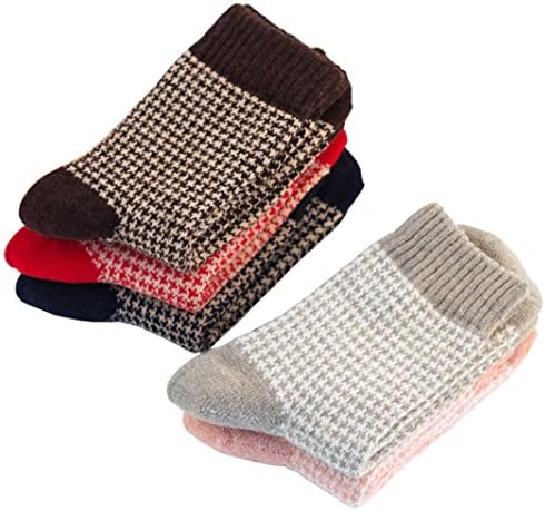 LeadtimesWomen's 5 Pair Pack Vintage Style Woolen Socks (Houndstooth)