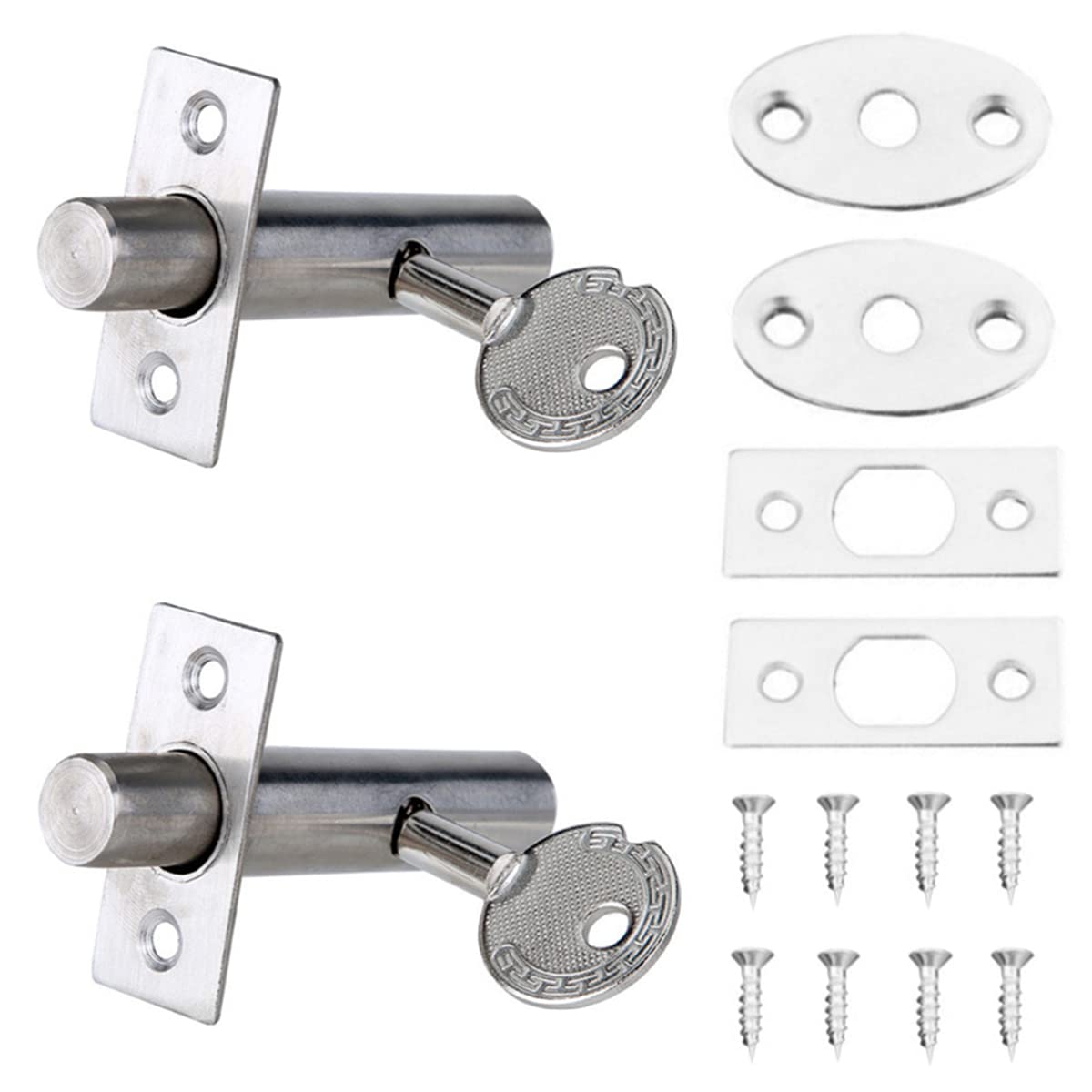 2 Pack Door Security Bolts Tubular Mortice Latch Dead Bolt Mortice Lock with Keys and Screws for Internal Doors Hinged Doors Wooden Doors and Windows