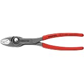 KNIPEX 82 01 200 TwinGrip Pliers, 8-inch | Slip joint pliers with push button adjustment