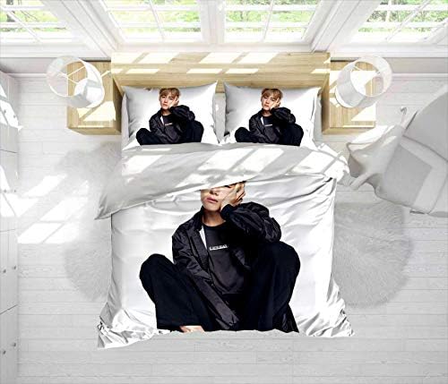 AAAAPEN Taehyung luxury 3 Piece Duvet Cover Set and Pillowcases with Zipper and Security Ribbons Easy Care Textiles Bedroom Gift Choice Single