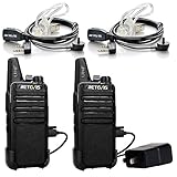 Retevis RT22 Walkie Talkies Rechargeable, FRS UHF 16 CH VOX, 2 Way Radio Long Range with Earpiece Mic (2 Pack)