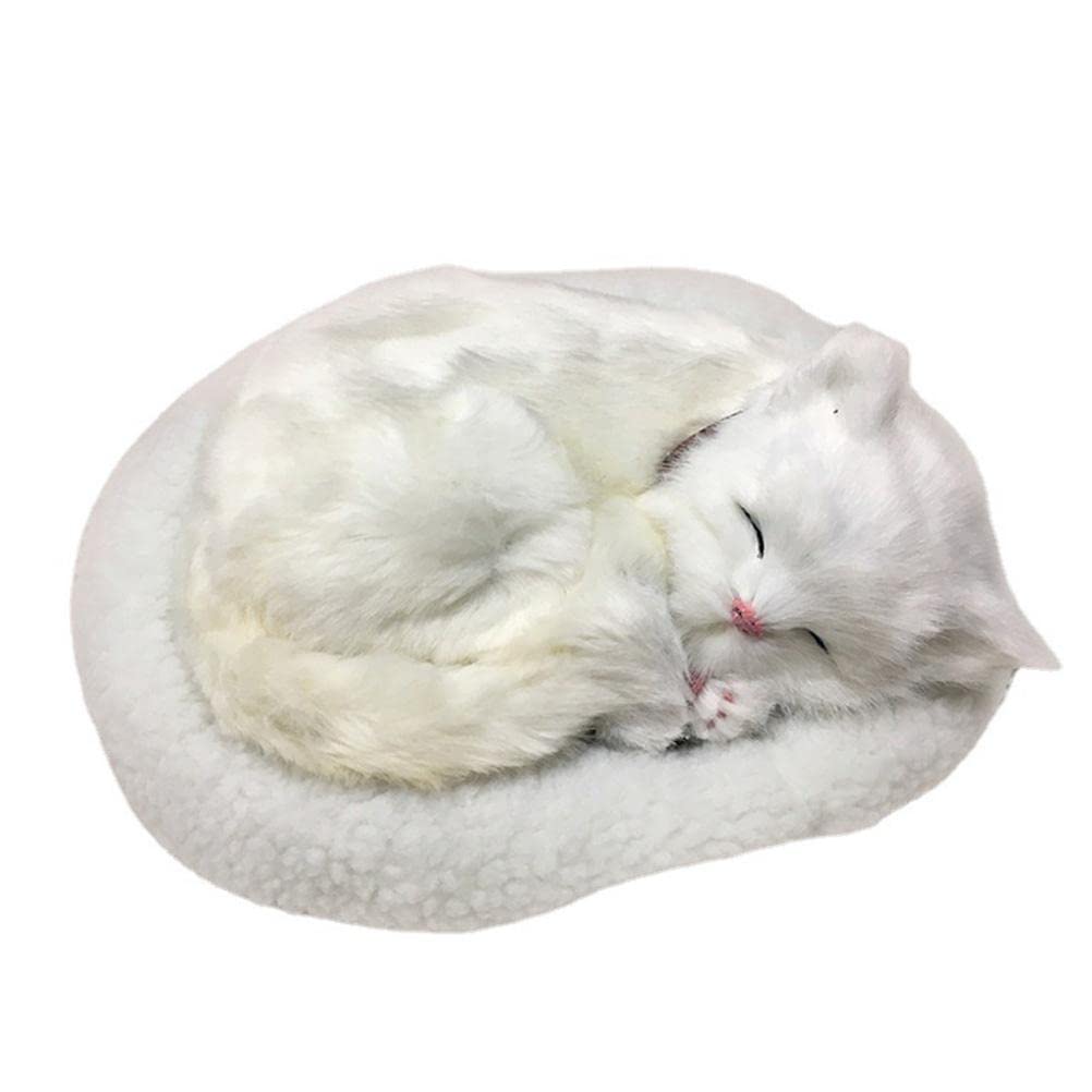Sleeping Cat Toy Breathing Cat Stuffed Animal Doll with Mat Plush Toys for Children Home Ornament Soft Mat Bed and Simulated Sound (3)