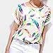 TOPUNDER Women Clothing 2018 Women Feathers Chiffon Blouse Tops Casual Short Sleeve Loose T-Shirt Topunder