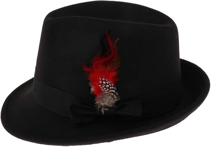 Amazon 帽子 メンズ 紳士帽 ハット 中折ハット ちょう結び 羽飾り 無地 冬 暖かい 防寒 手作り ブラック ニット 通販