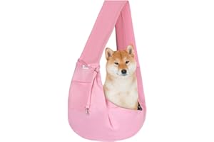 FDJASGY Small Pet Sling Carrier-Hands Free Reversible Pet Papoose Bag Tote Bag with a Pocket Safety Belt Dog Cat for Outdoor Travel Pink