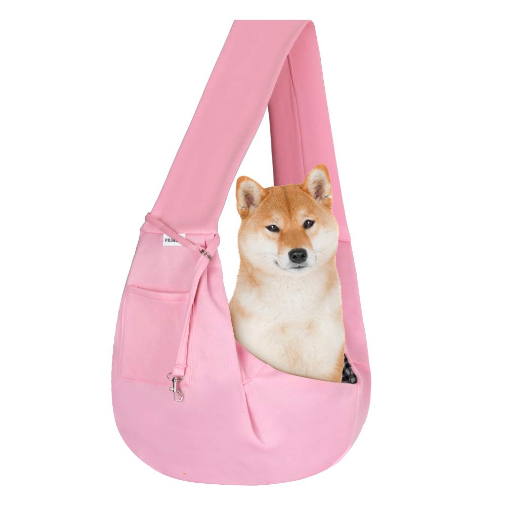 FDJASGY Small Pet Sling Carrier-Hands Free Reversible Pet Papoose Bag Tote Bag with a Pocket Safety Belt Dog Cat for Outdoor Travel Pink