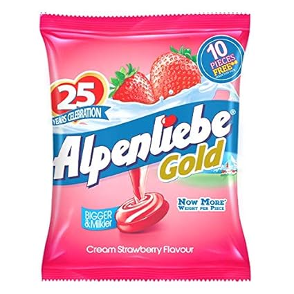 Alpenliebe Gold, Cream Strawberry Candy Pouch, 184 g, 46 pc