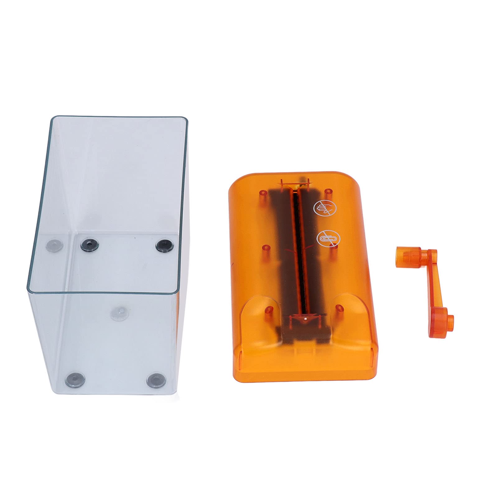 Portable Manual Paper Shredder for Home, 2 Sheets Cut Papers Shredder, Hand Crank Shredder with Handle, 1L Capacity Transparent Box, for Office Desktop Home(Orange)