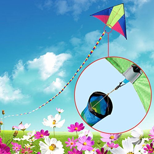 Jili Online 33ft Long Tube Kite Tail Kids Gift Kite Accessory Rainbow Nylon Kite Tail Stunt Kite Flying Smoothly Outdoor Toys