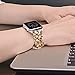 iiteeology Bling Band Compatible with Apple Watch Band 41mm 40mm 38mm, Leather Glitter Band for iWatch Series 9/8/7/6/5/4/3 - Gold