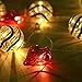 V&M VALERY MADELYN 7.2Ft Trendy Christmas Glass Ball Garland with 10 Led Lights in Red and Black Color, Battery Operated