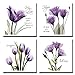 Sweety Decor Purple Canvas Wall Art Painting - Flickering Flower Quotes Sayings Inspirational Wall Art for Home Decor, 12 x 12in x 4Panels