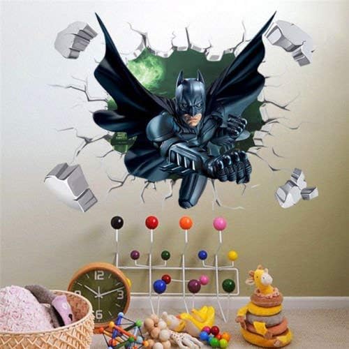 RULONG Batman Wall Sticker For Kids Room Cartoon Home Decoration Wall Art PVC 3D Effect