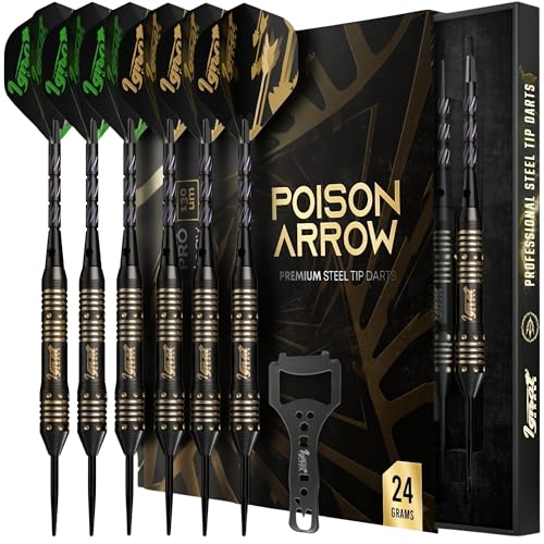 IgnatGames Premium Steel Tip Darts – 3/6/12 Pack Brass Barrels with Aluminum Shafts, 16 GlideXPro Flight Set, Tool Kit & Giftable Case
