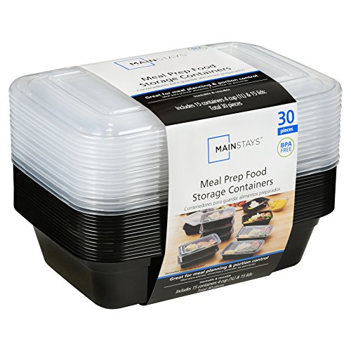 Mainstays Meal Prep Food Storage Containers, 30 Count (2 Packs)