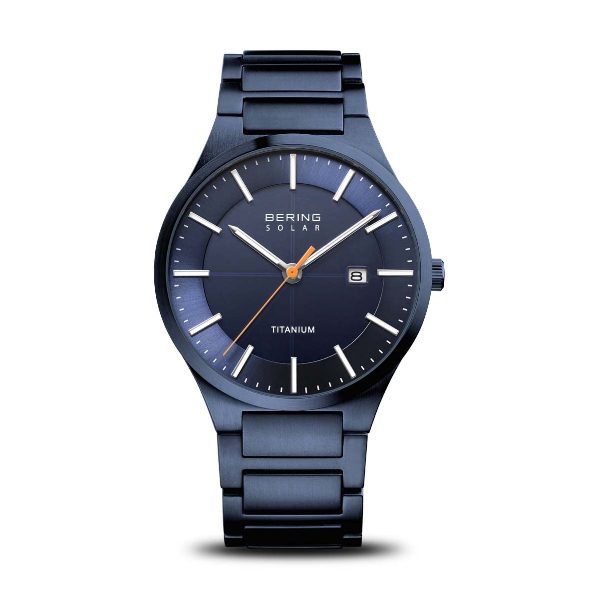 BERING Men Analog Solar Collection Watch with Titan Strap and Sapphire Crystal 15239-797, Blue, 39