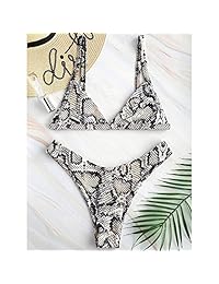 ZAFUL traje de baño de dos piezas con estampado de piel de serpiente, triángulo de corte alto