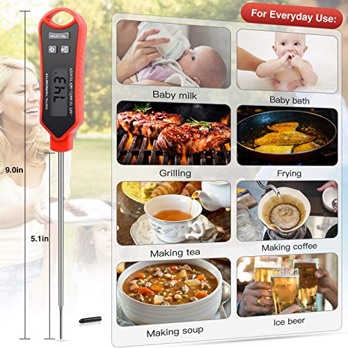 Meat Thermometer,Instant Read Digital Thermometer Waterproof with Super Long Probe for BBQ, Meat, Candy, Oil,Liquid, Milk Home Grilling Cooking Kitchen Thermometer