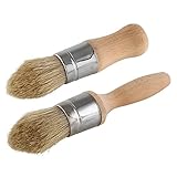 Gizmomate Chalk Paint & Wax Brush Set, New Tapered Ergonomic Design, Natural Bristles for Extra Detail and Tight Corners - Professional Furniture Round Waxing Brushes