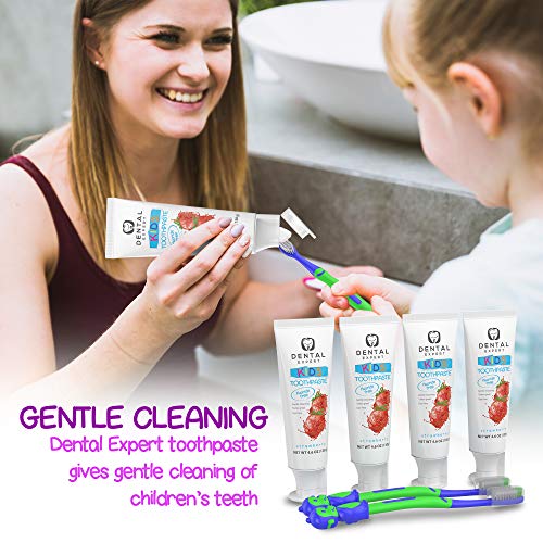 Dental Expert 4 Pack Kids Toothpaste 4.6oz [FluorideFree] Strawberry