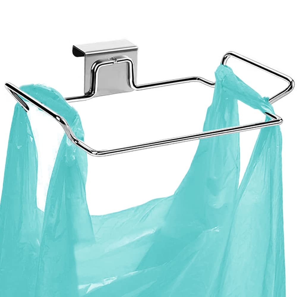 Junvaia Stainless Steel Trash Can Holder for Garbage Bags, Hanging Bin Bag Stand, Large, Kitchen, Multifunctional, Durable, No Drill Installation Required