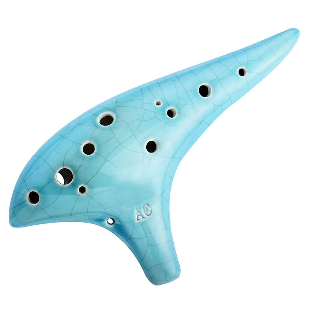 Photo 1 of “Ocean Notes” 12 Hole Sweet Potato Ocarina Graceful Shape Pottery Ocarina in Alto C (Sea Rose)