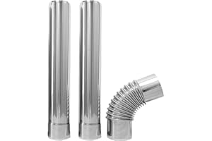 Artibetter 3pcs Chimney Flue Tent Stove Chimney Pipe Wood Stove Pipe Metal Straight Pipe Silver Stainless Steel