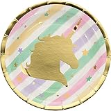 BirthdayExpress Unicorn Sparkle Luncheon Plate Foil Stamp