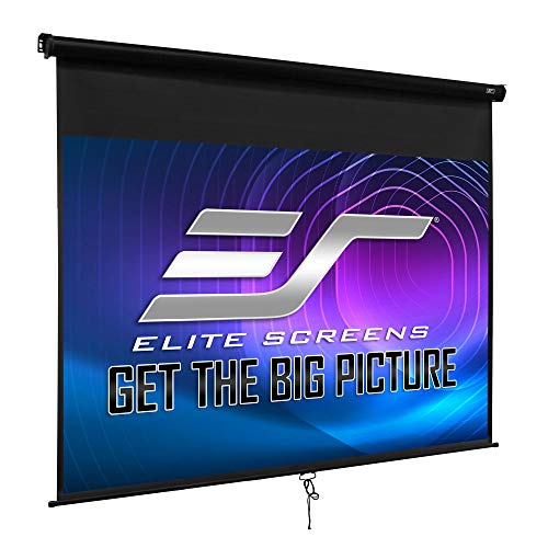 Elite Screens Manual B, 120-INCH 4:3, Manual Pull Down Projector Screen 4K / 8K Ultra HDR 3D Ready with Slow Retract Mechanism, 2-Year Warranty, M120V