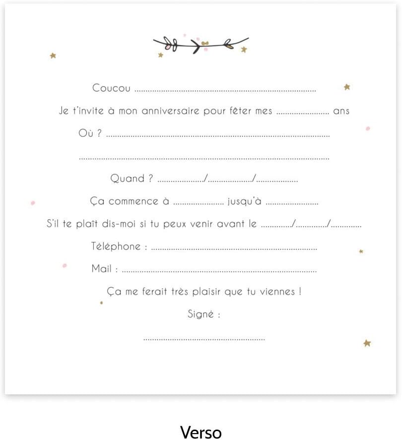 Loisirs Creatifs Invitations Clube92 Com Br Popcarte 16 Cartes Dinvitation Anniversaire Fille Avec 16 Enveloppes Princesse Rose
