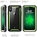 i-Blason Case for iPhone X 2017/ iPhone Xs 2018, Ares Full-Body Rugged Clear Bumper Case with Built-in Screen Protector (Green), Black/Green