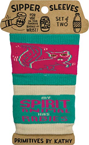 Primitives by Kathy - To-Go Coffee Cup Reusable Knit Insulator Sleeves, "Spirit Animal," 2 Pack