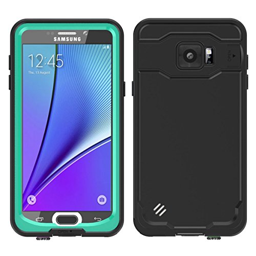 Galaxy Note 5 Best Waterproof Case, Tomplus Underwater Full Body IP-68 Waterproof Shockproof Dust/Dirt/Snow Proof Rugged Hybrid Protective Case Cover Skin for Samsung Galaxy Note 5 (T-Aque Blue)