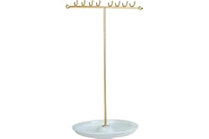 VFU Necklace Stand Necklace Holder, Jewelry Organizer Stand with Hook Jewelry Tower for Necklace Bracelets Rings Earrings with White Steel Bases