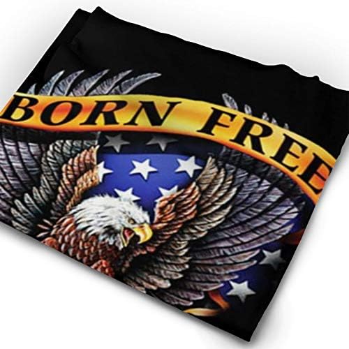 Black face and neck gaiter mask with a geometric pattern.