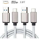 USB Type C Cable, Leadleds USB C to USB 3.0 Fast Charging Cord (3.3ft - 2 Pack) Nylon Braided for Samsung Note 8, S8, S8+, LG V30 G6 G5 V20, Google Pixel, Macbook (Gray)
