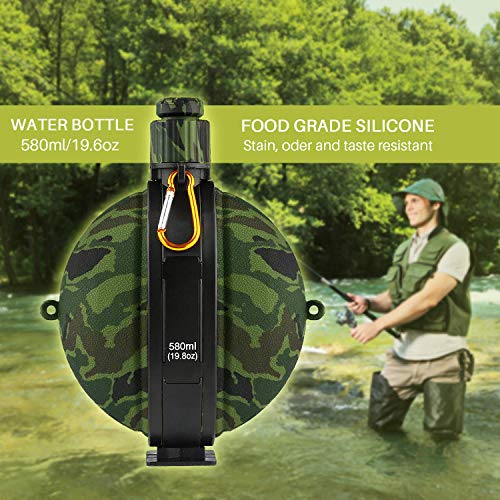 Easyinsmile Collapsible Military Water Bottle Canteen with Compass Bottle Cap for Outdoor Activities-Camping 、Travelling 、Hiking (Camouflage Green) - Thumbnail 7
