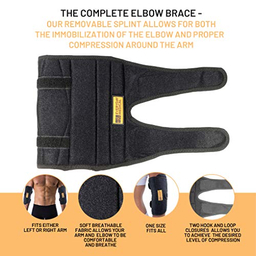 Everyday Medical Elbow Brace for Arthritis and Cubital Tunnel Syndrome I Elbow Immobilizer Splint for Tennis Elbow I Stabilizer Support Splint with Removable Splint I Fits Both Arms I Unisex I S/M