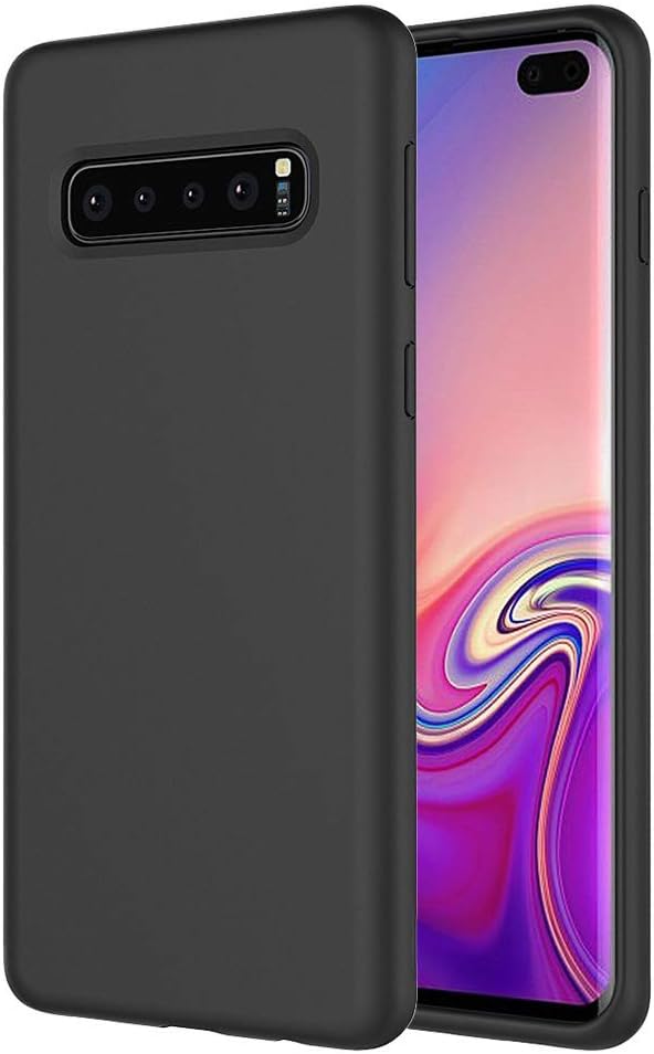 Silicone Case Compatible Galaxy S10,Liquid Silicone Gel Rubber Shockproof Protective Case Full Body Thick Case for Samsung Galaxy S10 6.1’’ (Black)