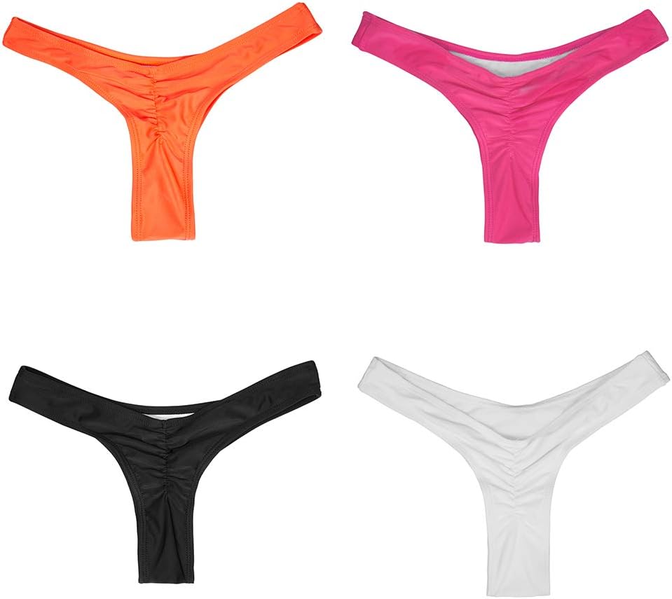 4 Pcs Women's Hot Summer Brazilian Beachwear Bikini Bottom Thong Swimwear